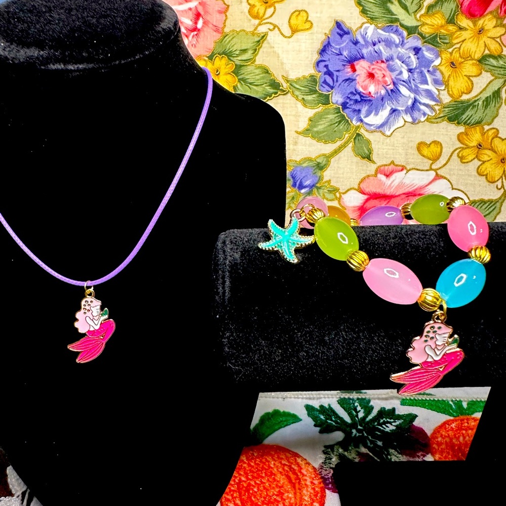 Handmade Little mermaid necklace and bracelet